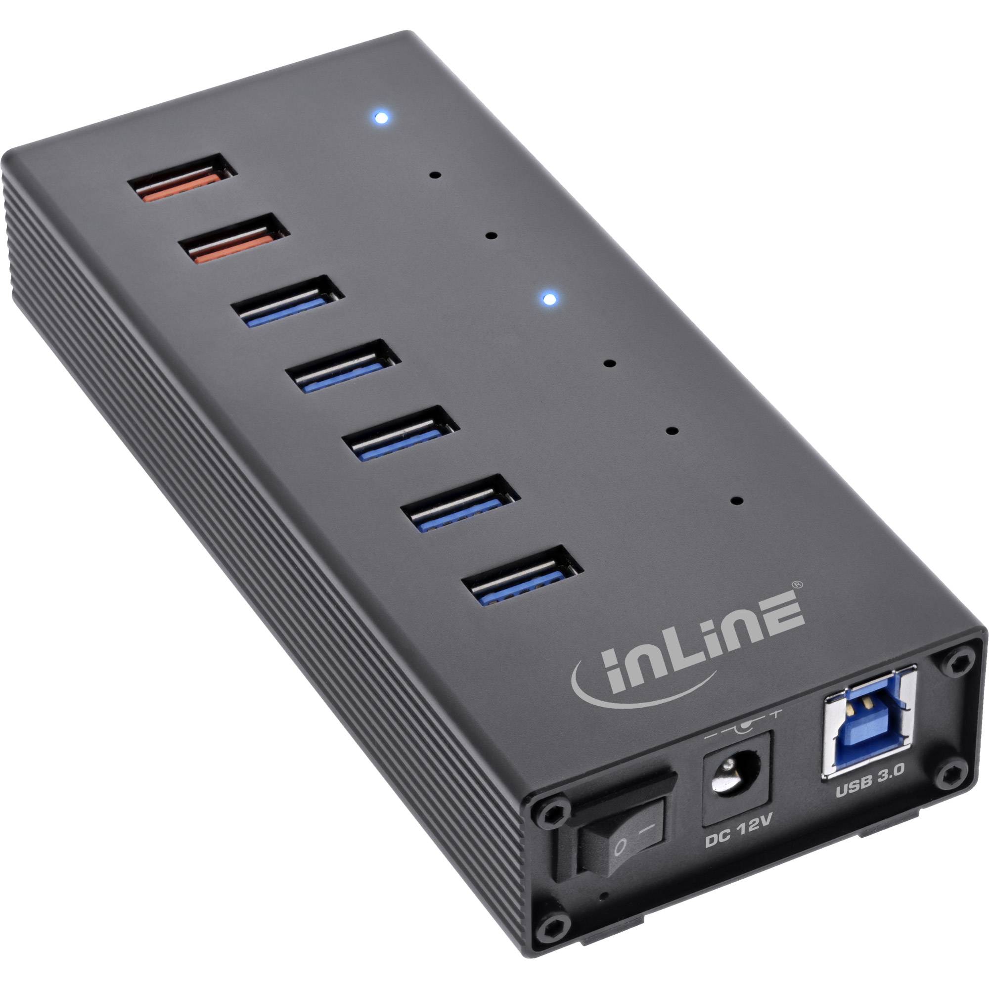 InLine® USB 3.0 Hub, 7 Port, Aluminiumgehäuse mit 2,5A Netzteil, schwarz-0