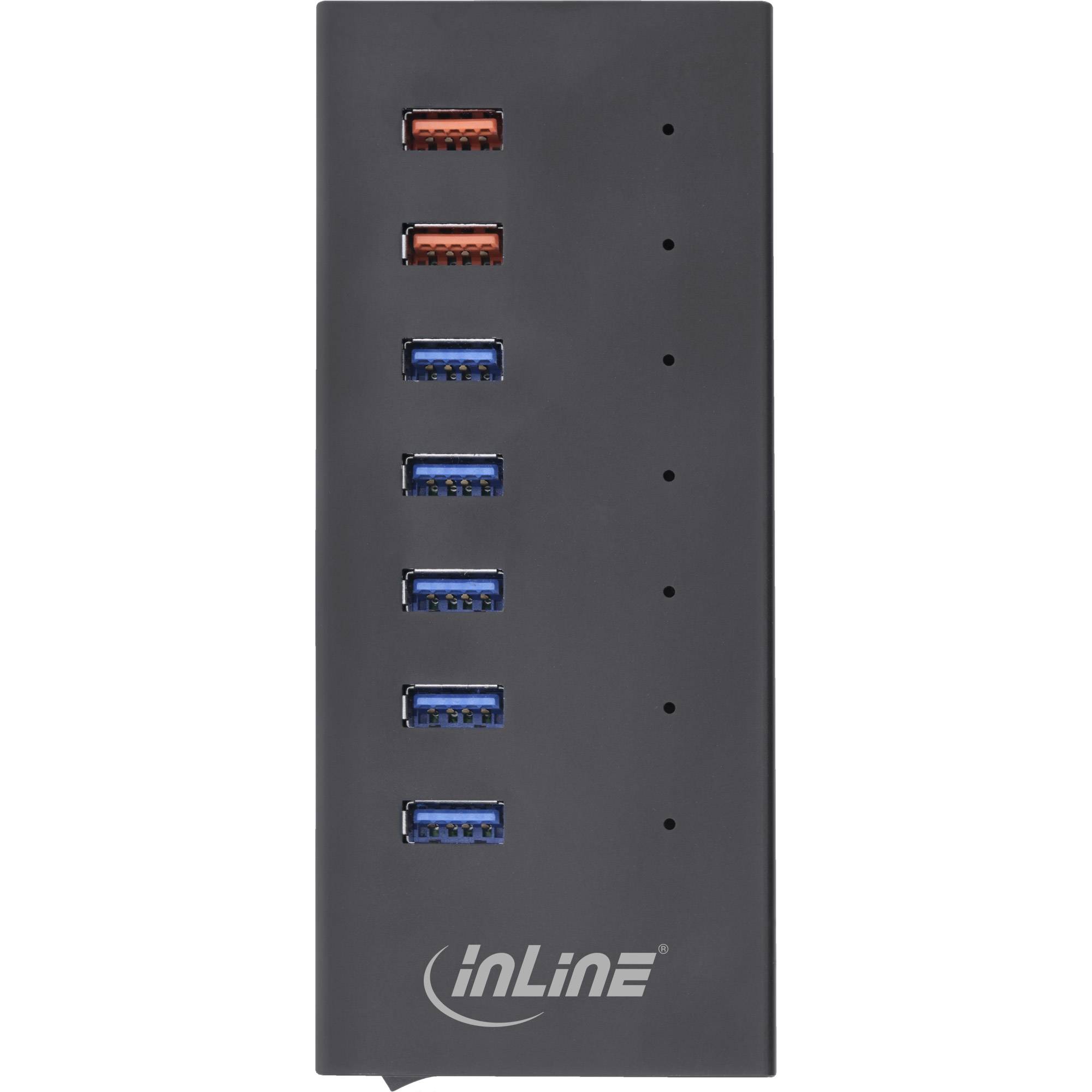 InLine® USB 3.0 Hub, 7 Port, Aluminiumgehäuse mit 2,5A Netzteil, schwarz-1