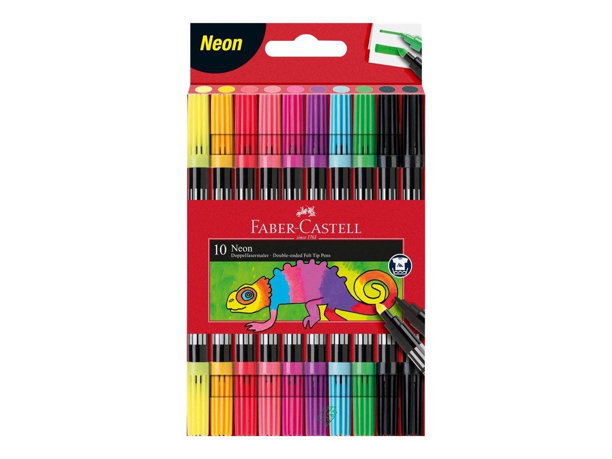 Faber-Castell Neon - Doppelspitzenfilzstift - wasserbasierte Tinte - breit / fein (Packung mit 10)-0