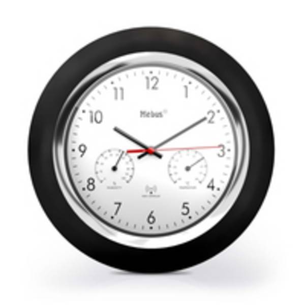 Mebus 19453, Wand, Digitale Uhr, Rund, Schwarz, Weiß, Kunststoff, Kunststoff
