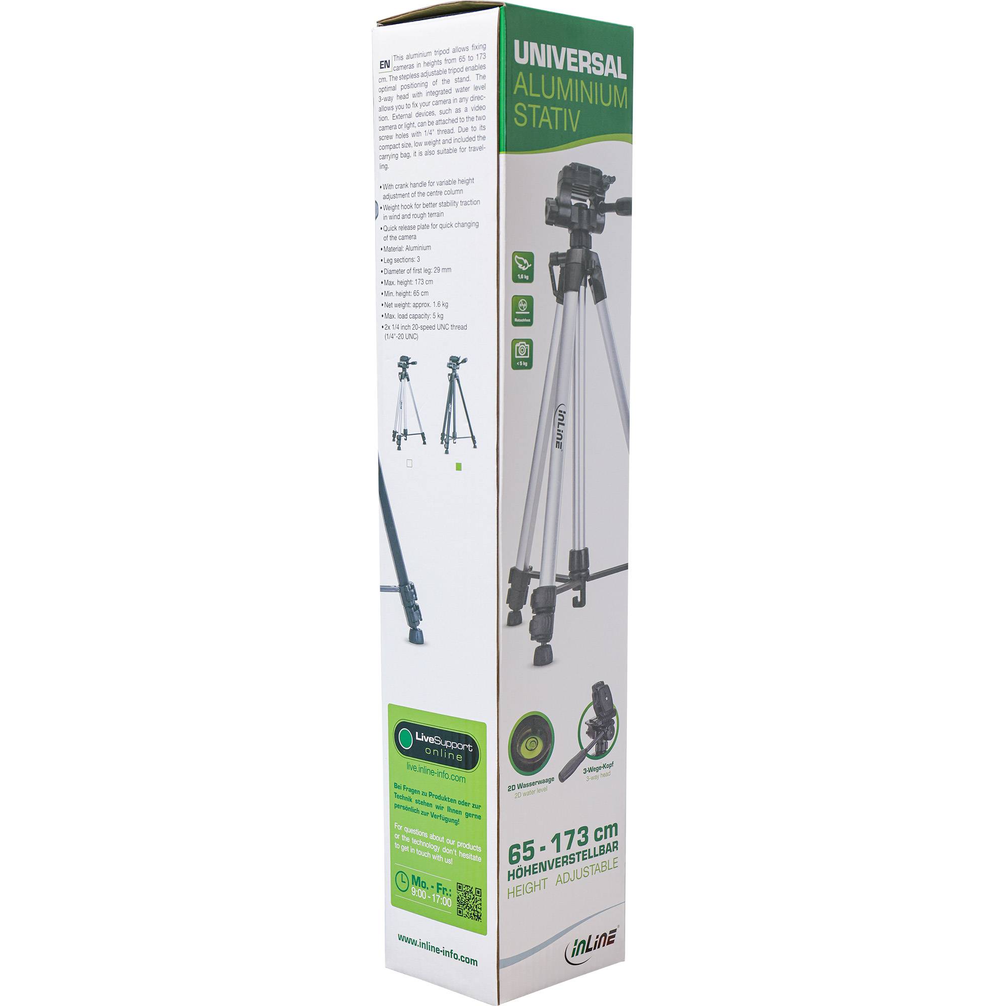 InLine® Stativ für Digitalkameras und Videokameras, Aluminium, silber-2
