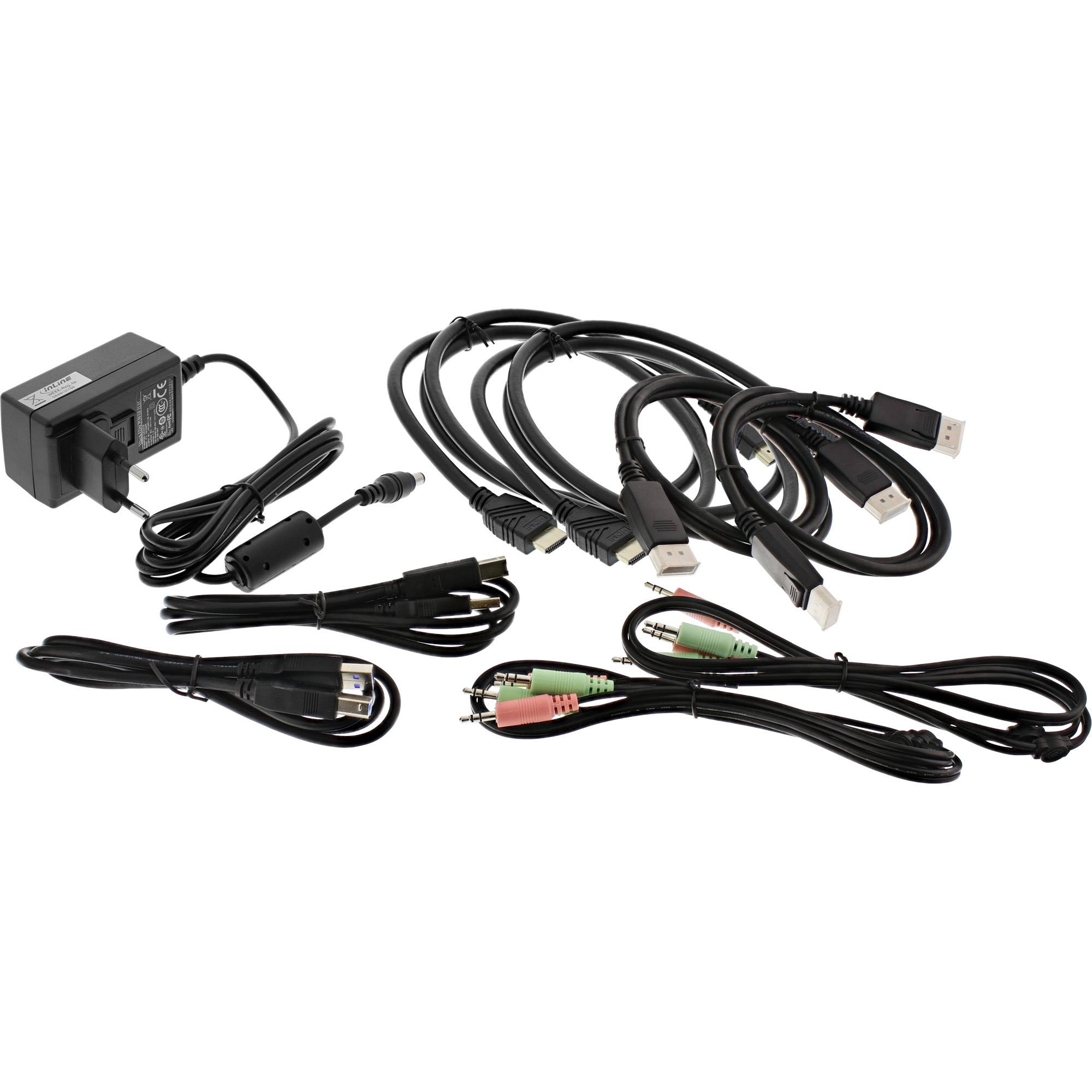 InLine® KVM Desktop Switch, 2-fach, Dual Monitor, DP+HDMI, 4K, USB 3.0, Audio-1