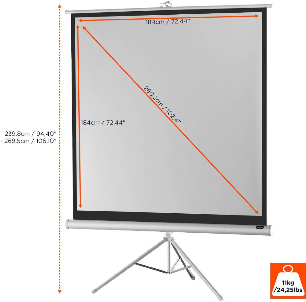 celexon Stativleinwand Economy 184 x 184 cm - White Edition-1
