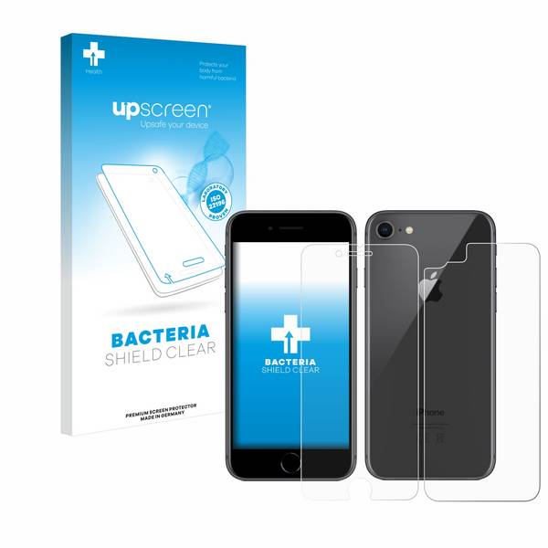 upscreen Schutzfolie für Apple iPhone 8 (Display+Rückseite) Antibakterielle Folie Klar Anti-Kratzer