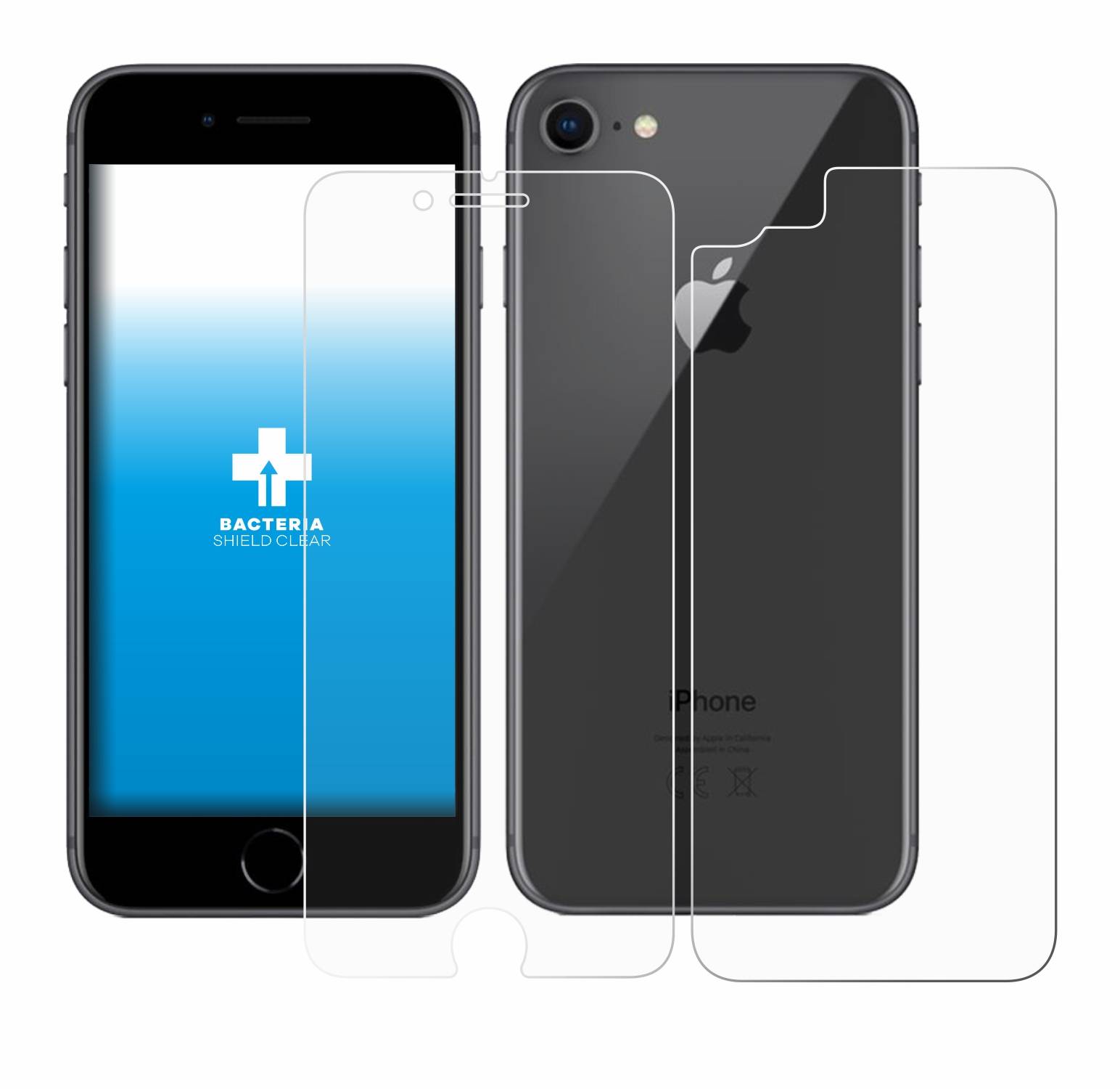 upscreen Schutzfolie für Apple iPhone 8 (Display+Rückseite) Antibakterielle Folie Klar Anti-Kratzer-1