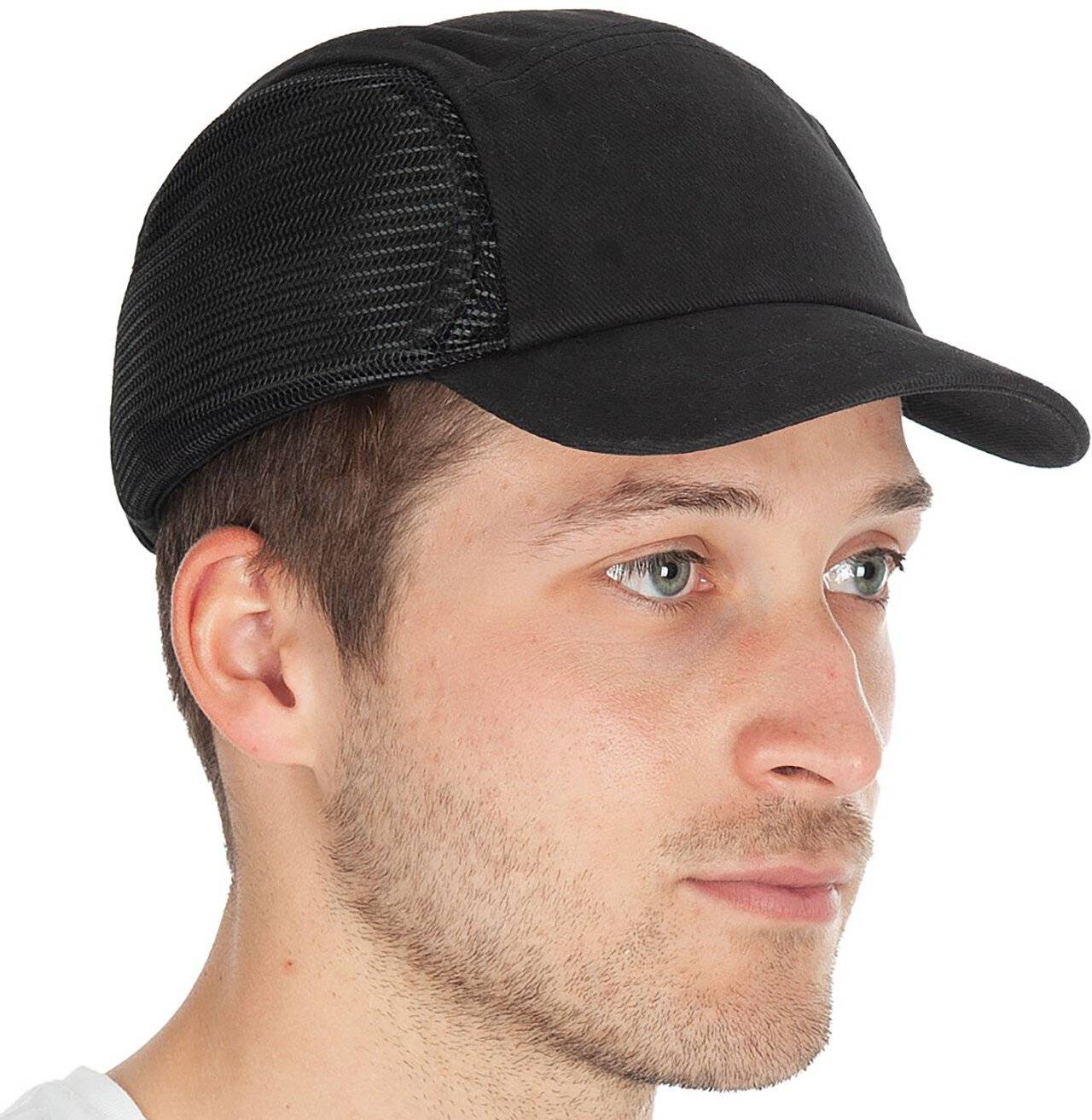 Hygostar Anstoßkappe, Baumwolle mit Kunststoffkappe, verstellbar, schwarz, Größe 53-59cm-0