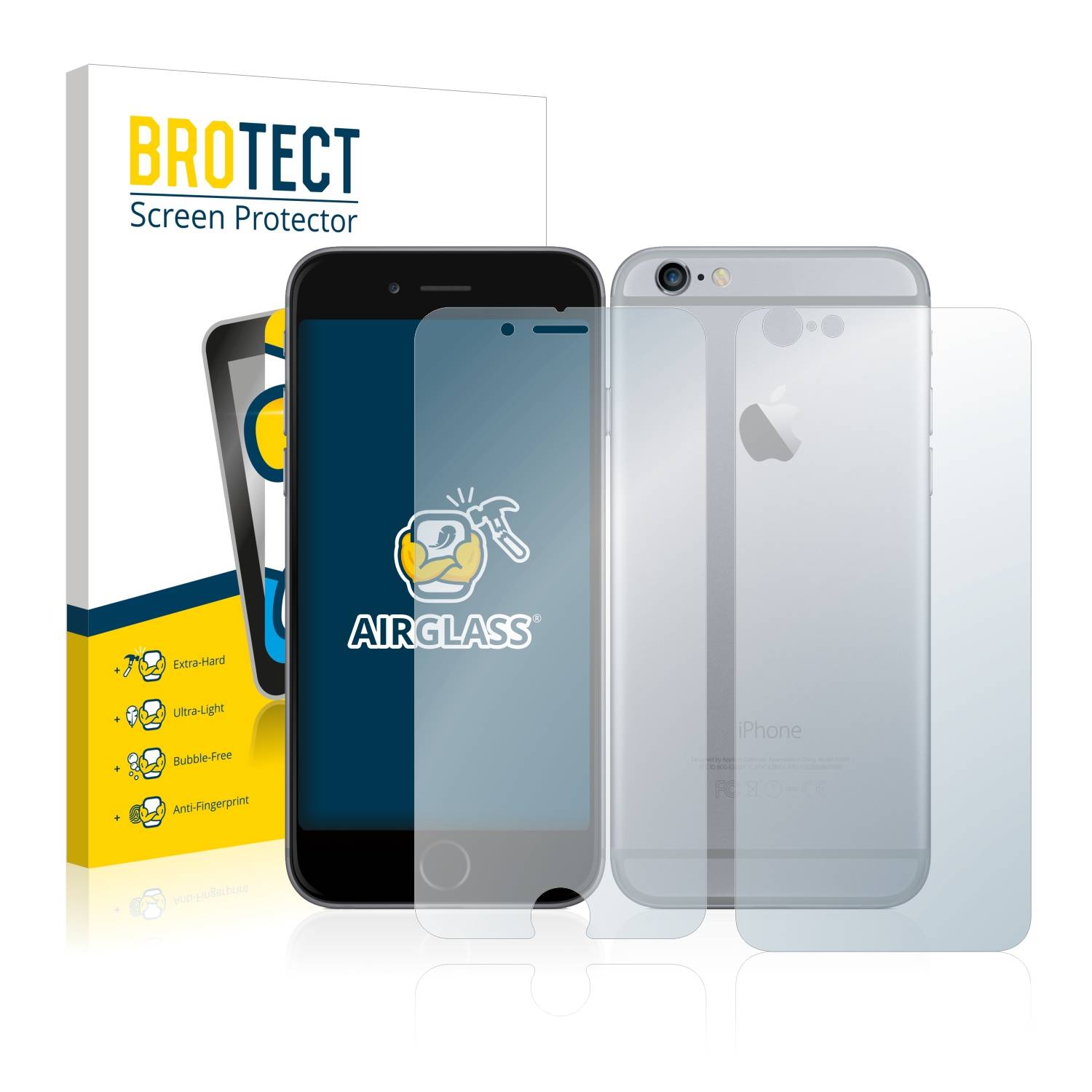 BROTECT AirGlass Flexible Panzerglasfolie für Apple iPhone 6 (Display+Rückseite) Klar Transparent-0