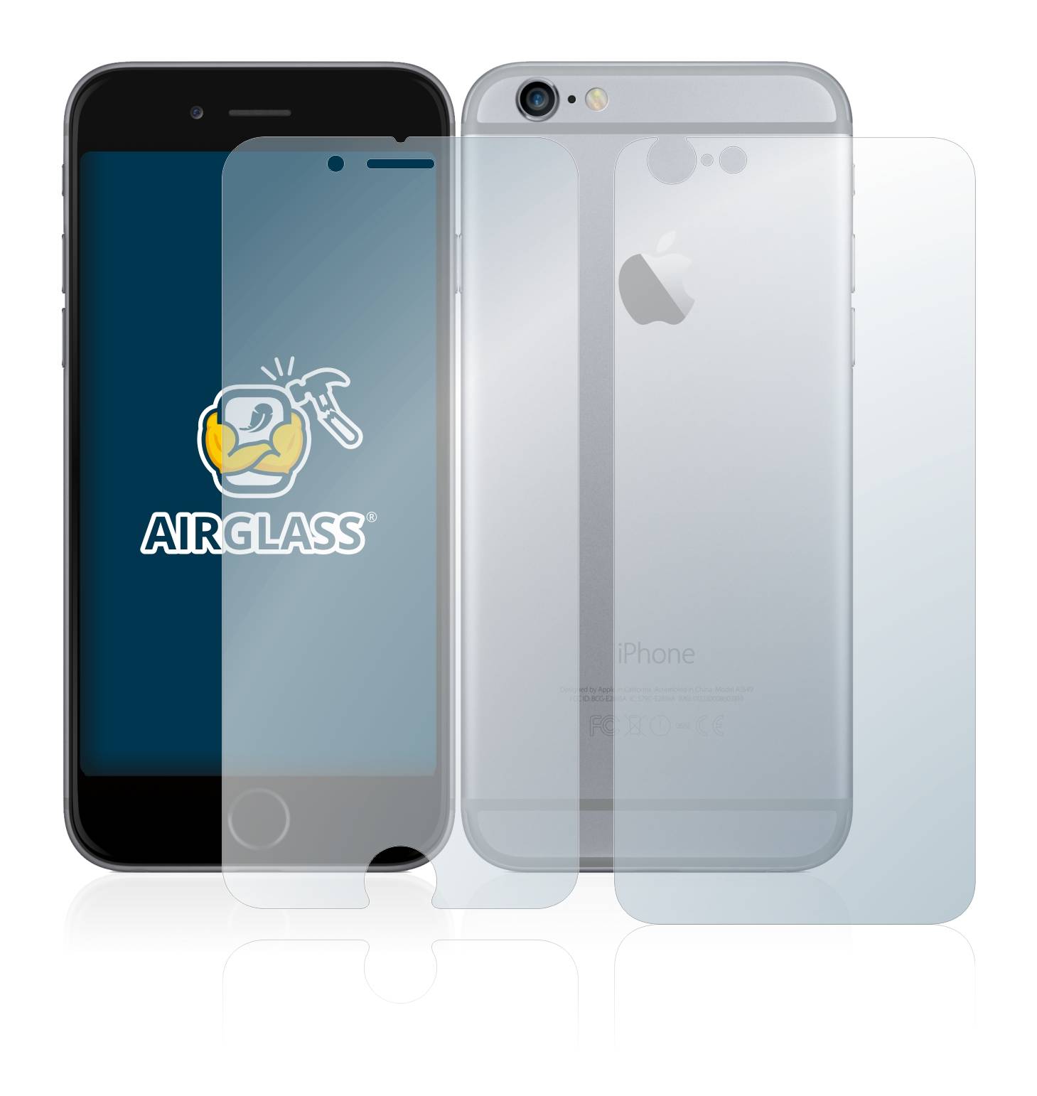 BROTECT AirGlass Flexible Panzerglasfolie für Apple iPhone 6 (Display+Rückseite) Klar Transparent-1