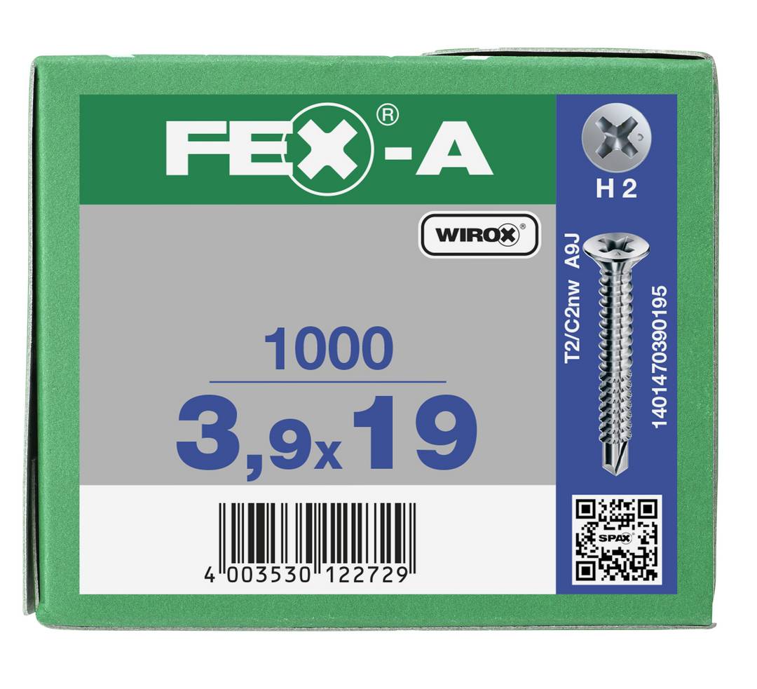 SPAX FEX-A Beschlagschraube Bohrschraube WIROX Grobgewinde Senkkopf Kreuzschlitz Bohrspitze 3,9 x 19mm - 1000 Stück-3