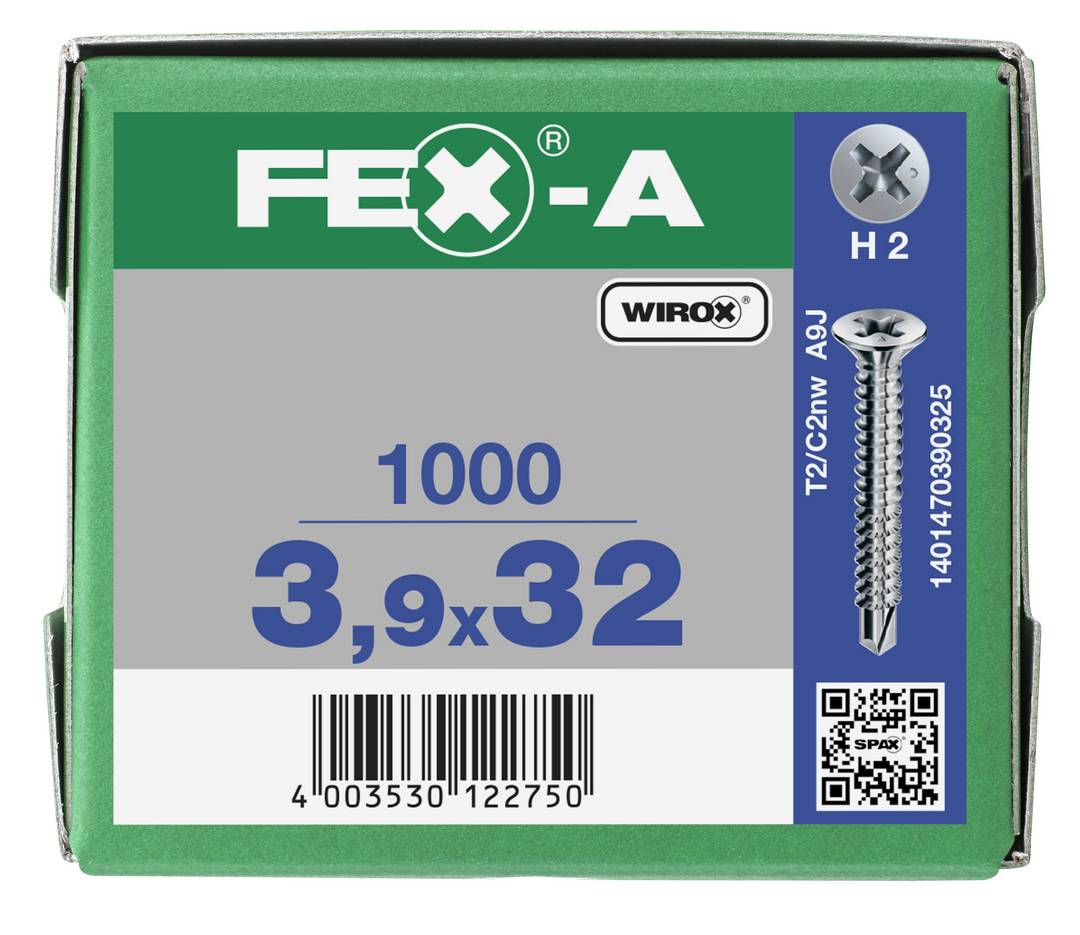 SPAX FEX-A Beschlagschraube Bohrschraube WIROX Grobgewinde Senkkopf Kreuzschlitz Bohrspitze 3,9 x 32mm - 1000 Stück-3
