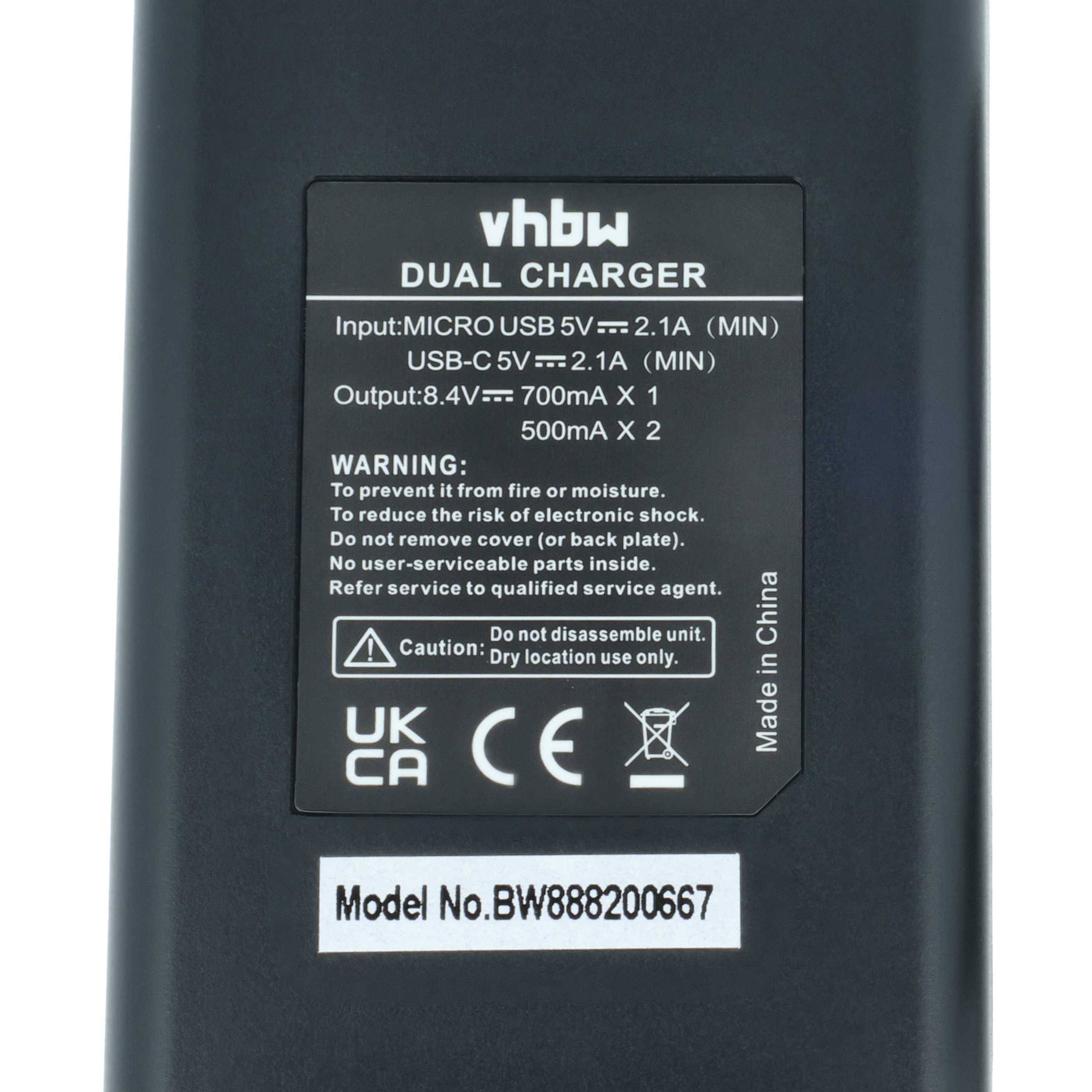 vhbw Micro-USB+USB-C Charger kompatibel mit Fujifilm GFX100 II | GFX100S Kamera - Ladeschale + Micro-USB Kabel-3