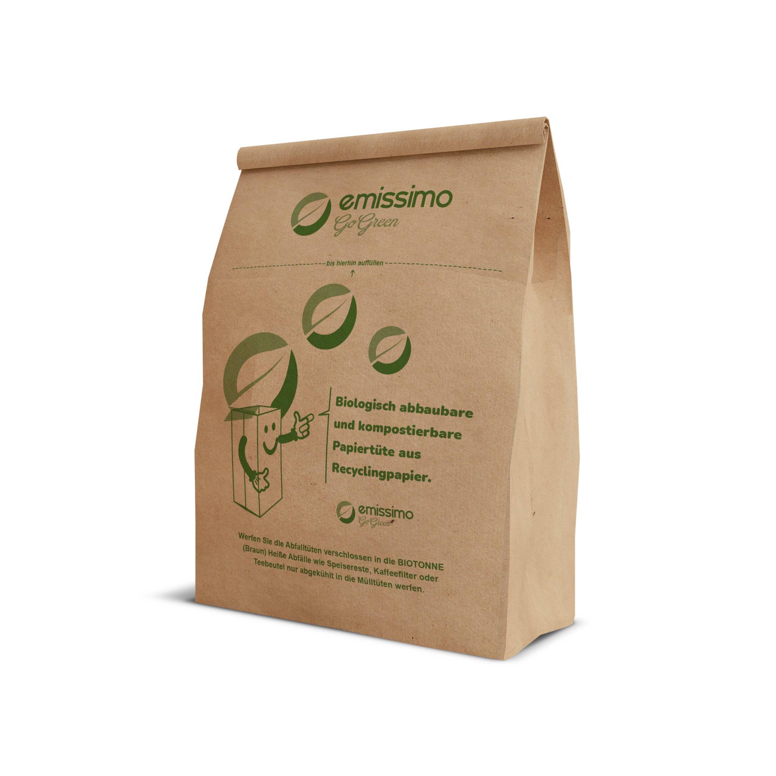 emissimo GoGreen Bioabfallbeutel aus Recyclingpapier, 9 Liter kompostierbare nassfest (500 Stück)-1
