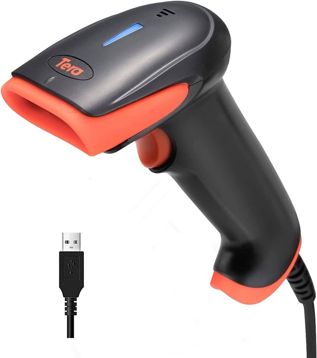 Tera Barcode Scanner 1D CCD Handlich Plug und Play Barcode-Leser SchnellerPräziser Modell 1500C-0