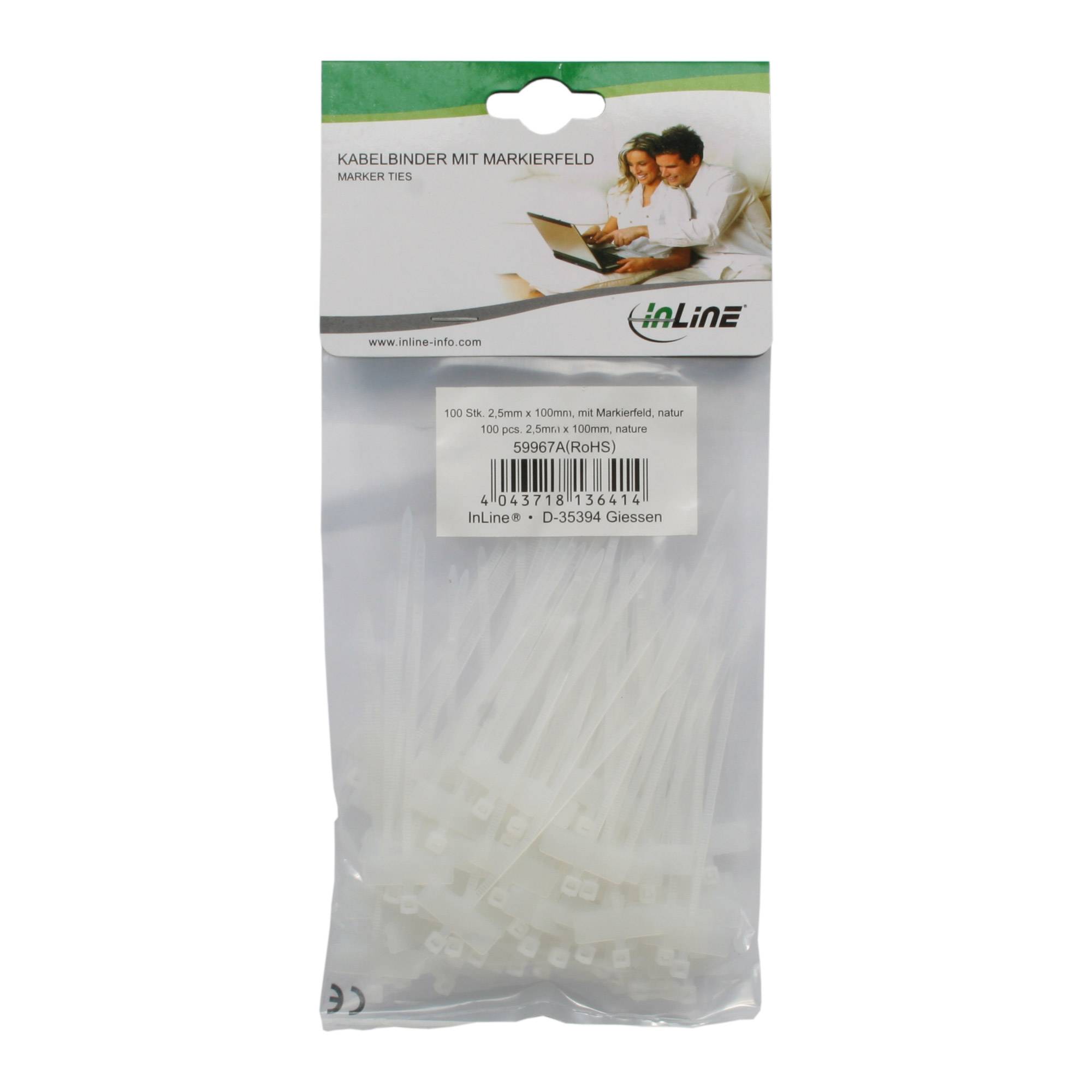InLine® Kabelbin., Länge 100mm, Breite 2,5mm, Markierfeld quer 8x24mm,100er Pack-2