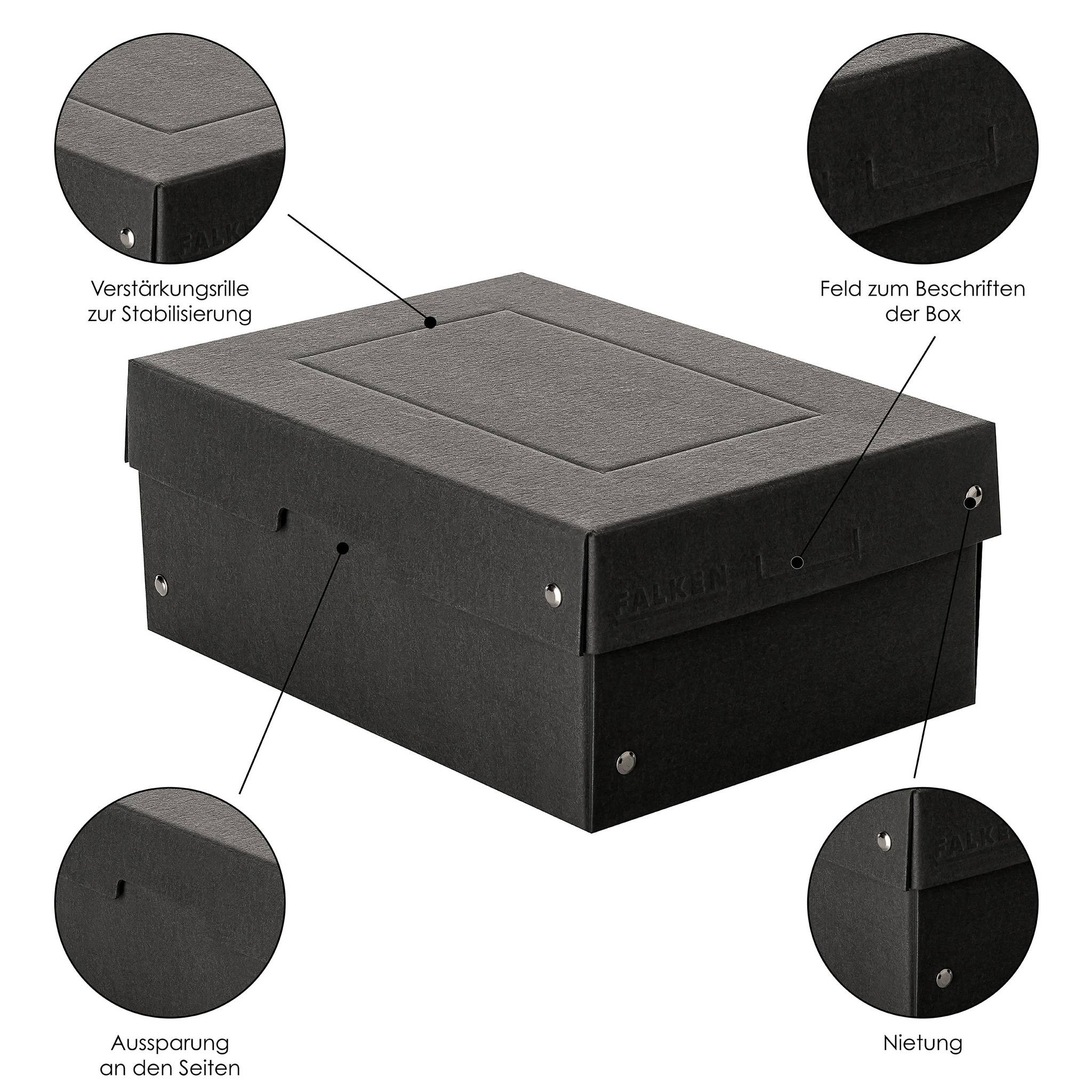 Falken 5x PURE Box Black DIN A5, Füllhöhe 100 mm schwarz - Schwarz - 22001720F-4