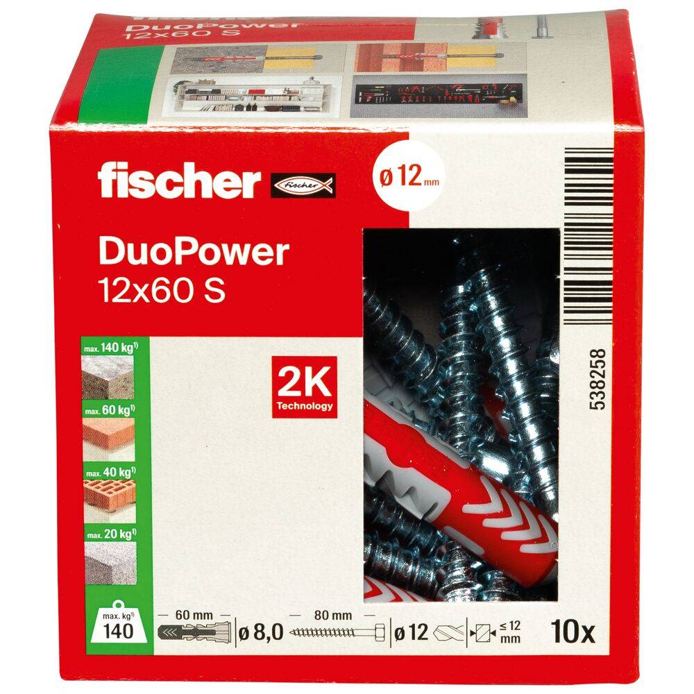 Fischer 10x DUOPOWER 12 x 60 mm S LD - 538258-1