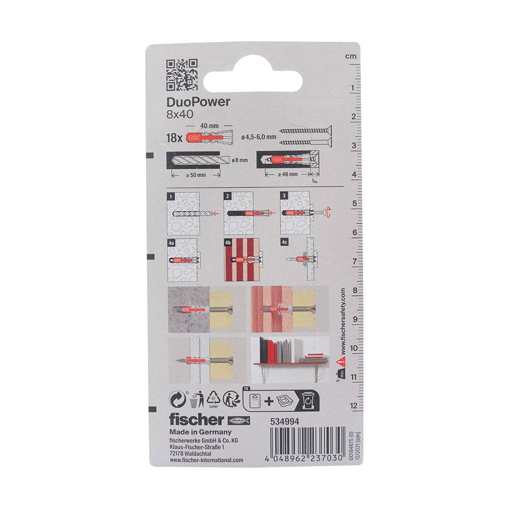 FISCHER - DuoPower 8 x 40 K NV Dübel 40 mm 534994 1 Set-1