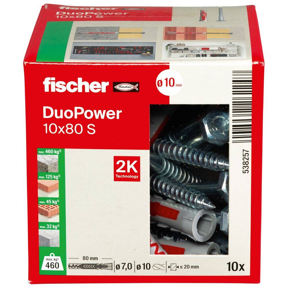 Fischer 10x DUOPOWER 10 x 80 mm S LD - 538257-2