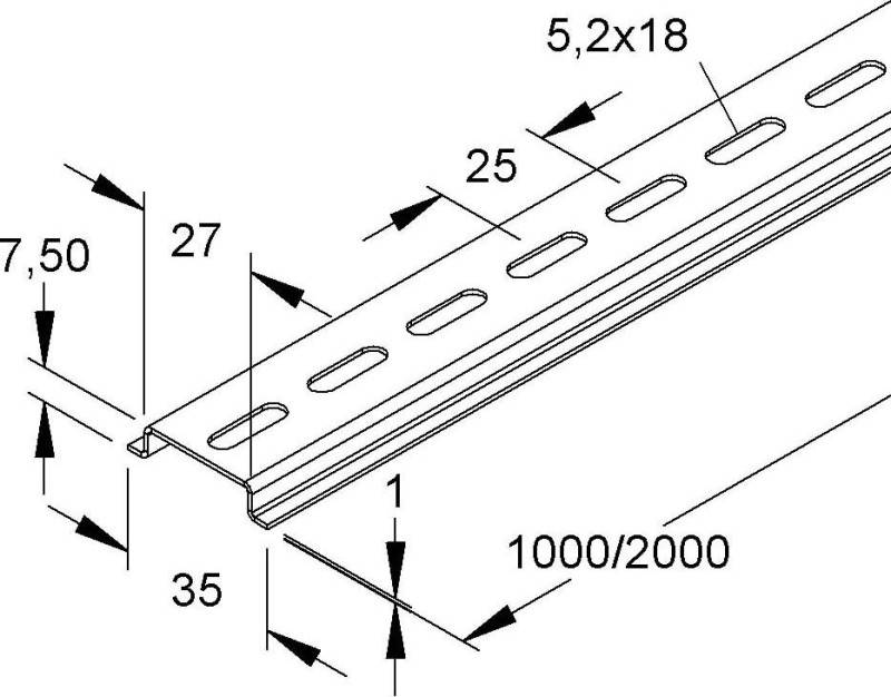HKL Tragschiene gelocht 536LO/1-1
