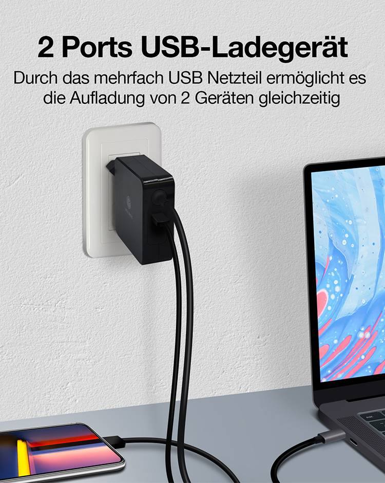 IB-PS101-PD, Netzteil für Power Delivery 90 Watt, Type-C® Anschluss, plus USB Type-A Schnittstelle für 5V@2,4 A-2