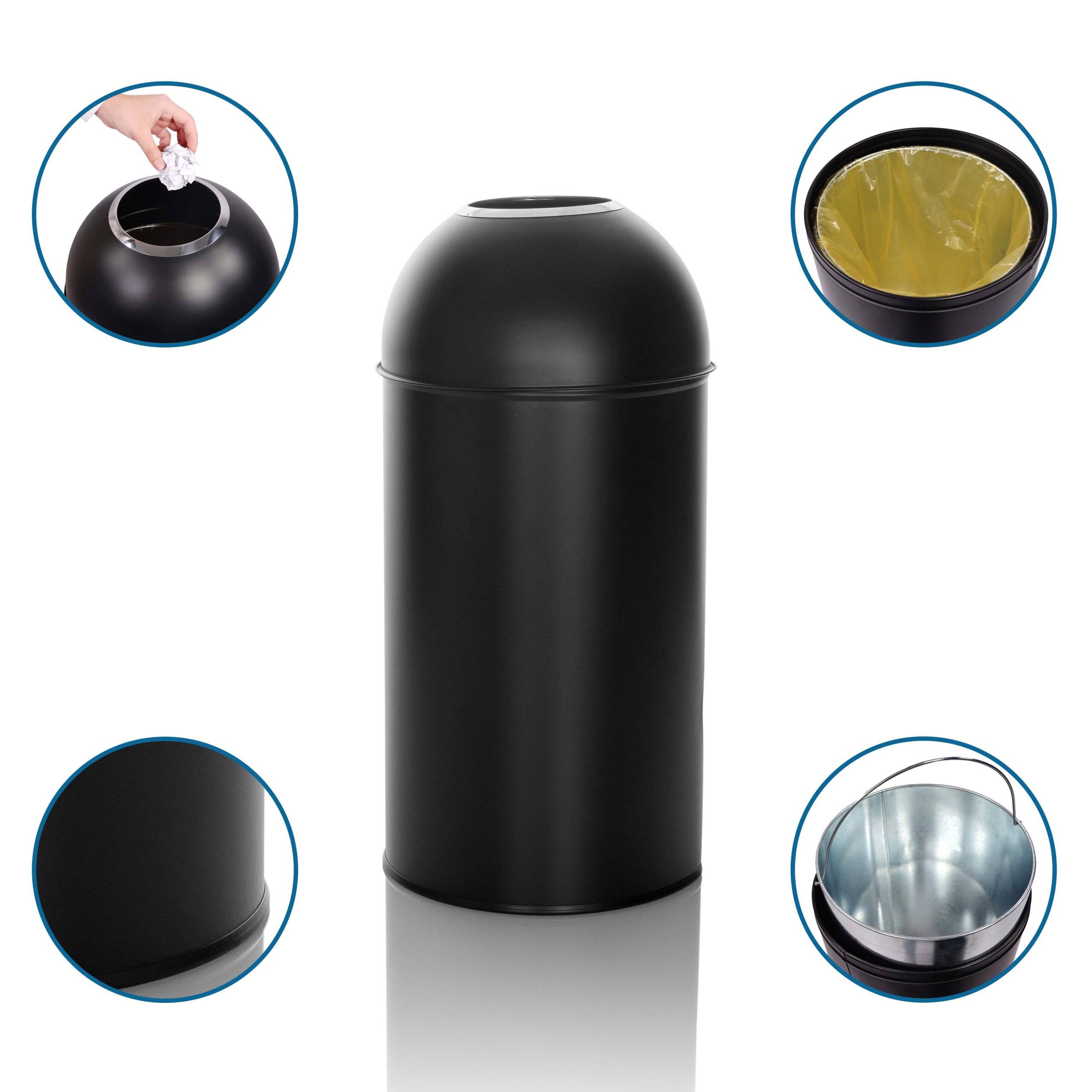 Abfallsammler Mülleimer CLEAN OR 50L schwarz matt Inneneimer Metall hjh OFFICE-2
