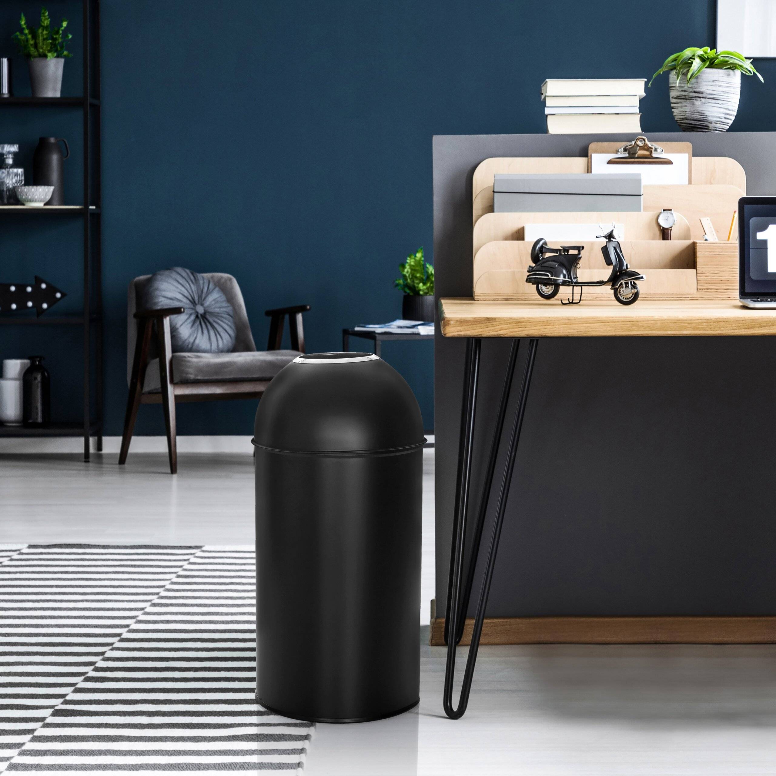 Abfallsammler Mülleimer CLEAN OR 50L schwarz matt Inneneimer Metall hjh OFFICE-3
