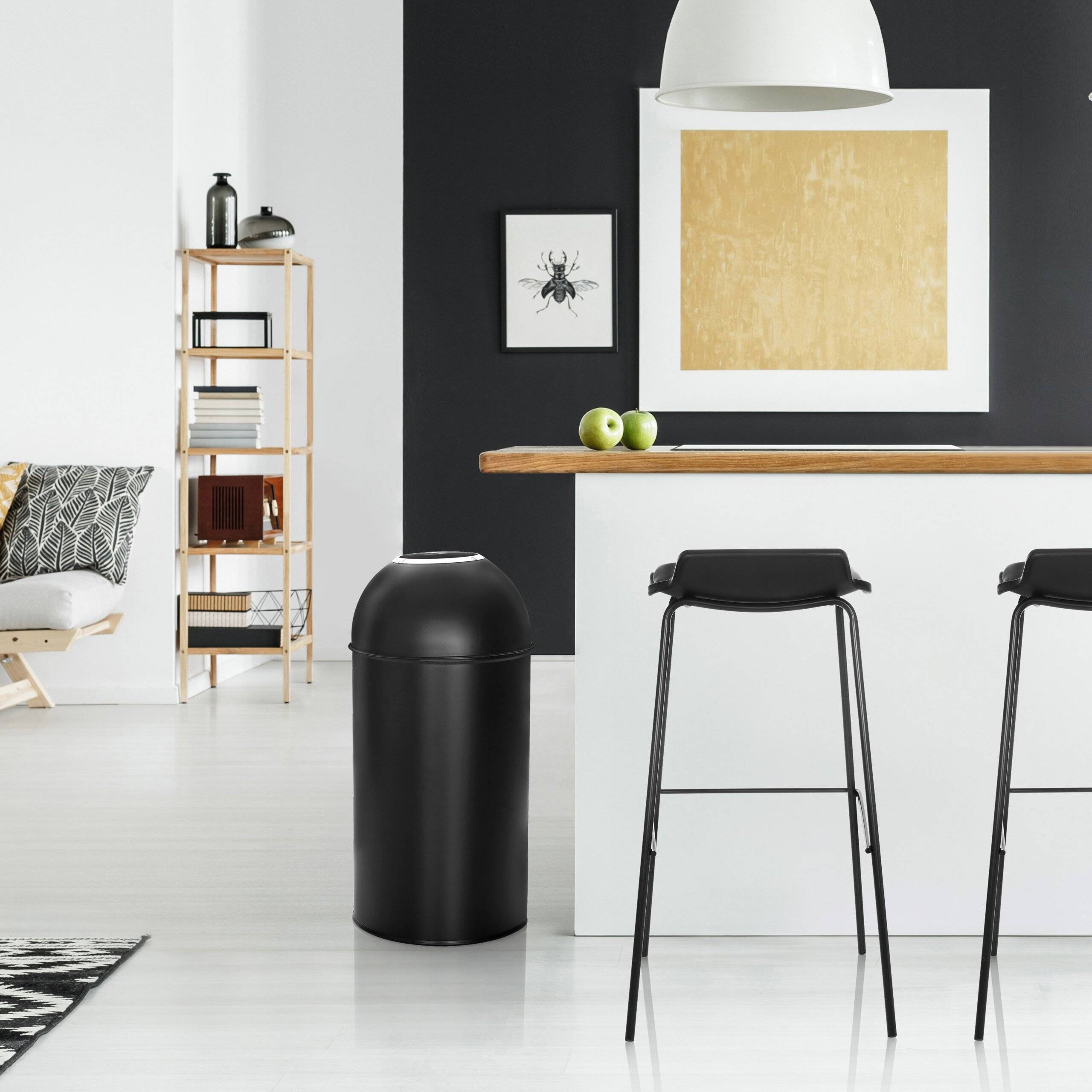 Abfallsammler Mülleimer CLEAN OR 50L schwarz matt Inneneimer Metall hjh OFFICE-4