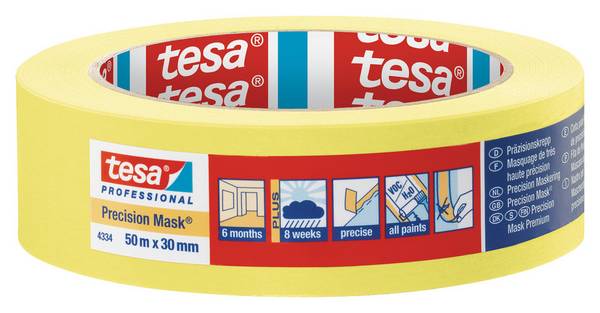 tesa Präzisionskrepp PLUS 4334, 50m x 1230mm, gelb