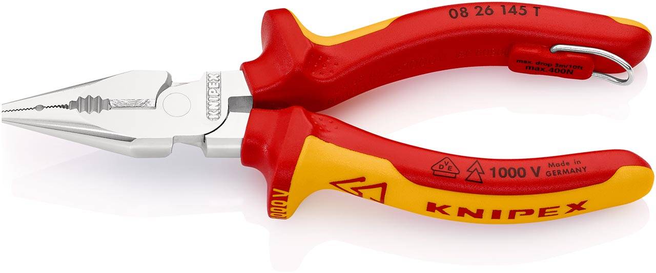 Knipex 08 26 145 T BK Spitzkombizange mit Befestig ungsöse-0