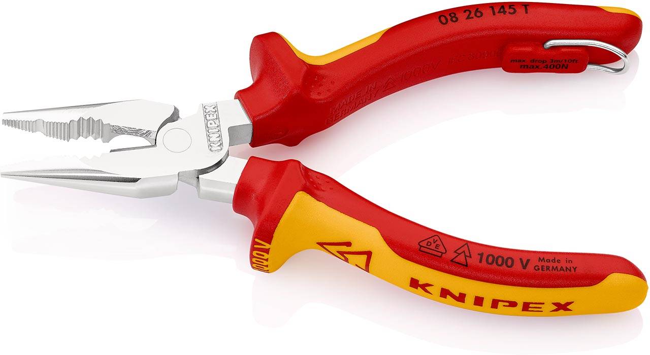 Knipex 08 26 145 T BK Spitzkombizange mit Befestig ungsöse-1