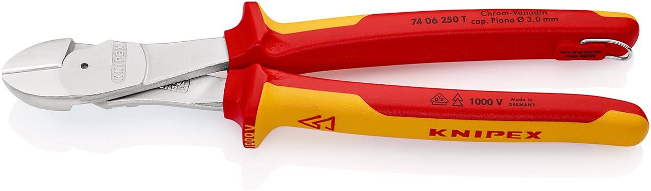 Knipex 74 06 250 T BK Kraft-Seitenschneider m. Bef estigungsöse-0