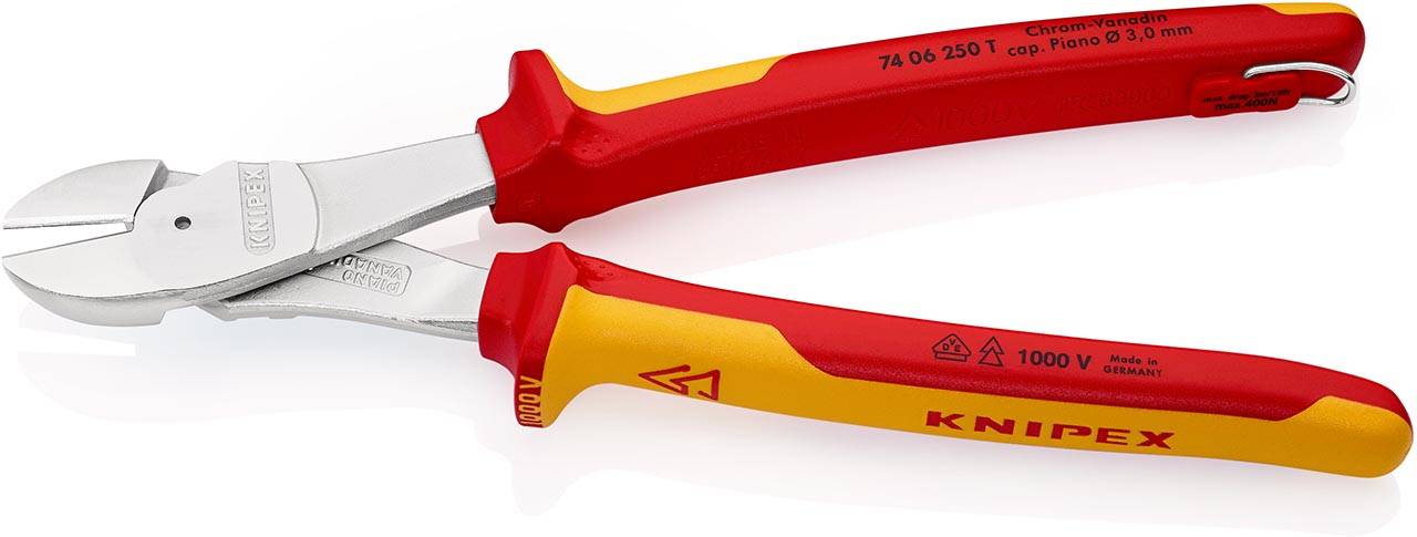 Knipex 74 06 250 T BK Kraft-Seitenschneider m. Bef estigungsöse-1