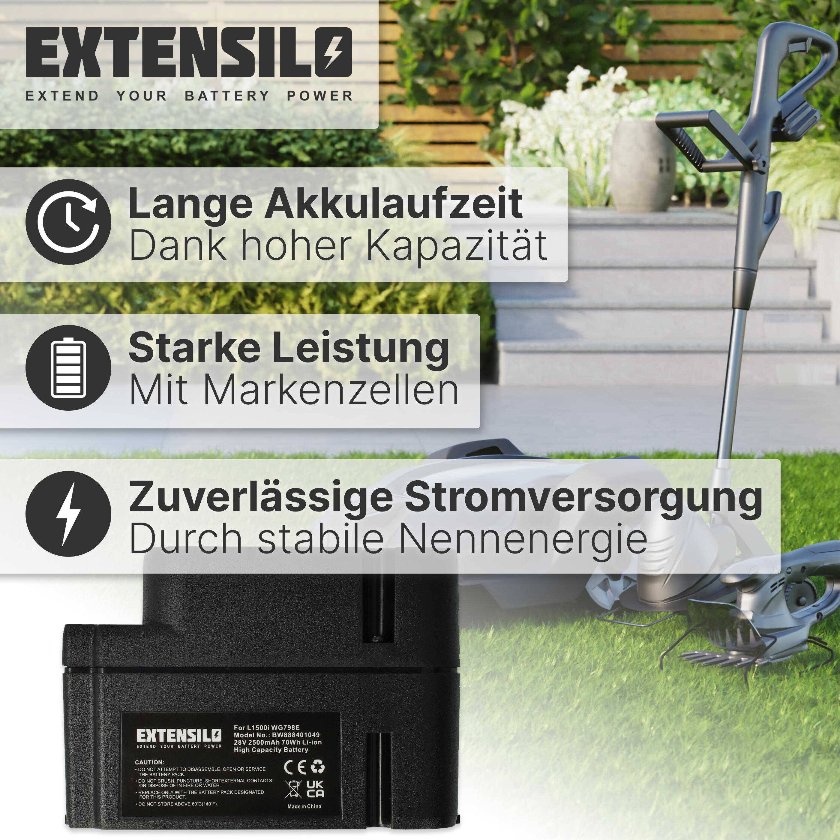EXTENSILO Akku kompatibel mit Worx Landroid WG796E Rasenmäher (2500mAh, 28V, Li-Ion)-3