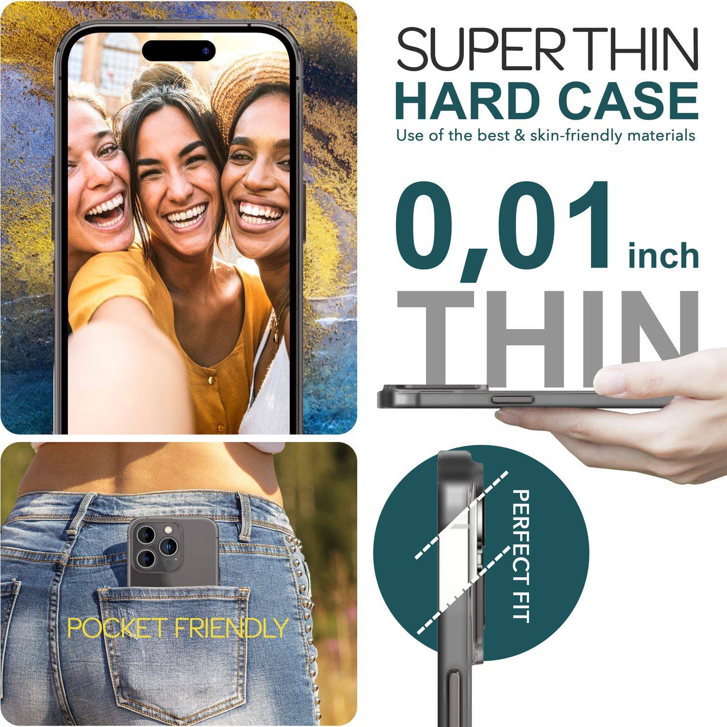 Ultra Dünne 0,3mm Hülle für iPhone 15 Pro Max Matt Slim Case Schutz Handyhülle Schwarz-1