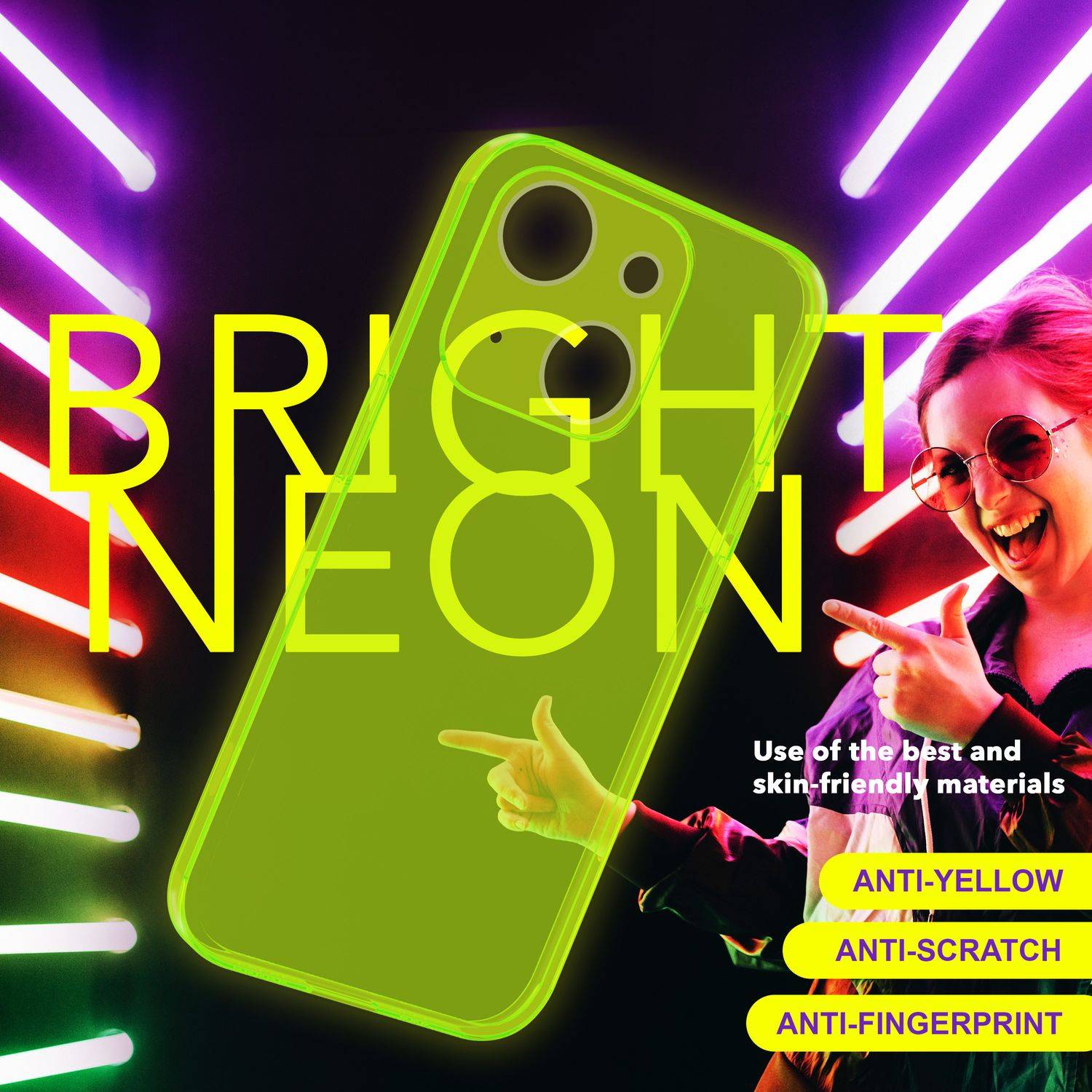 Hülle Neon Klar für iPhone 15 Bunt Leuchtend Silikon Handyhülle Slim Schutz Case Gelb-2