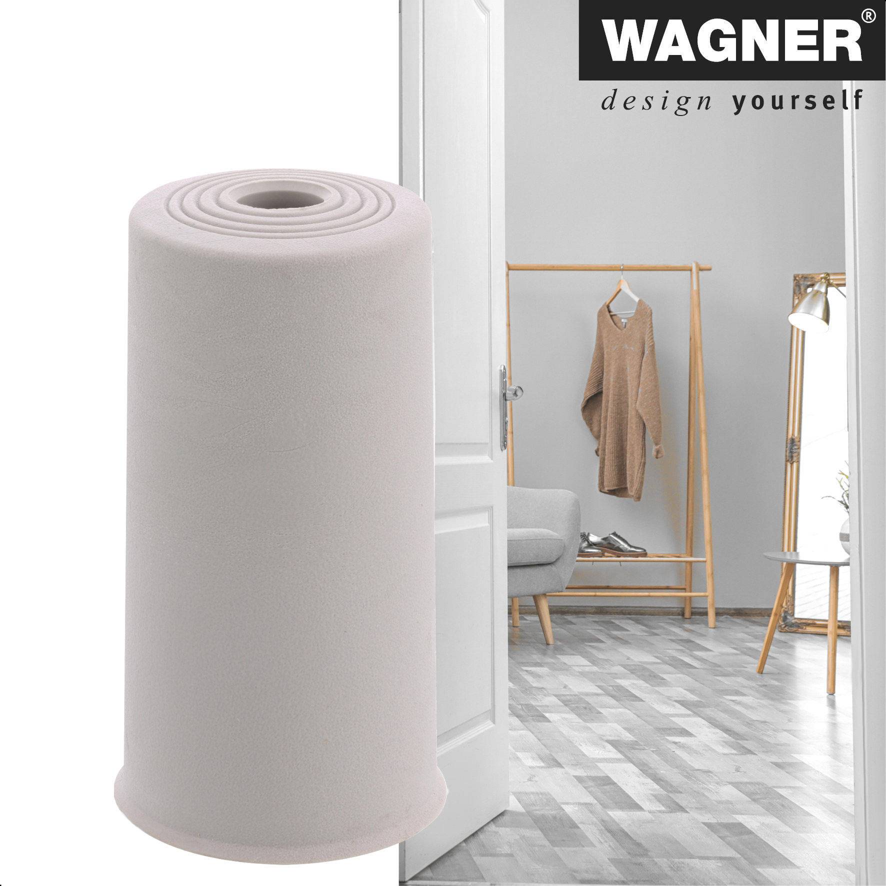WAGNER Boden-/Wandtürstopper VULKANO BIG - Ø 45 x 75 mm, Vollgummi, grau, zum Schrauben - 15525221-2