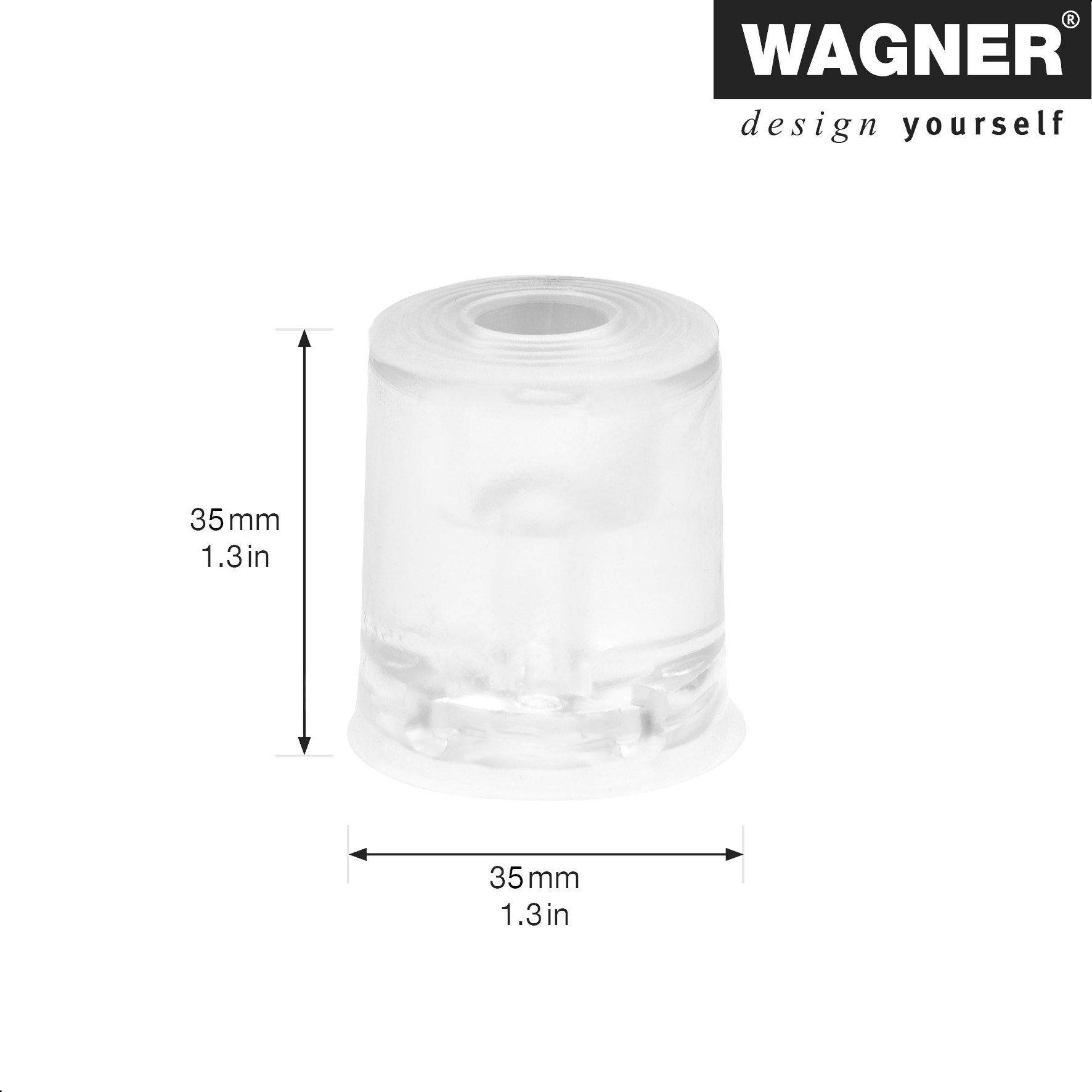 WAGNER Boden-/Wandtürstopper VULKANO MEDIUM - Ø 35 x 35 mm, Vollgummi, transparent, zum Schrauben - 15524021-1