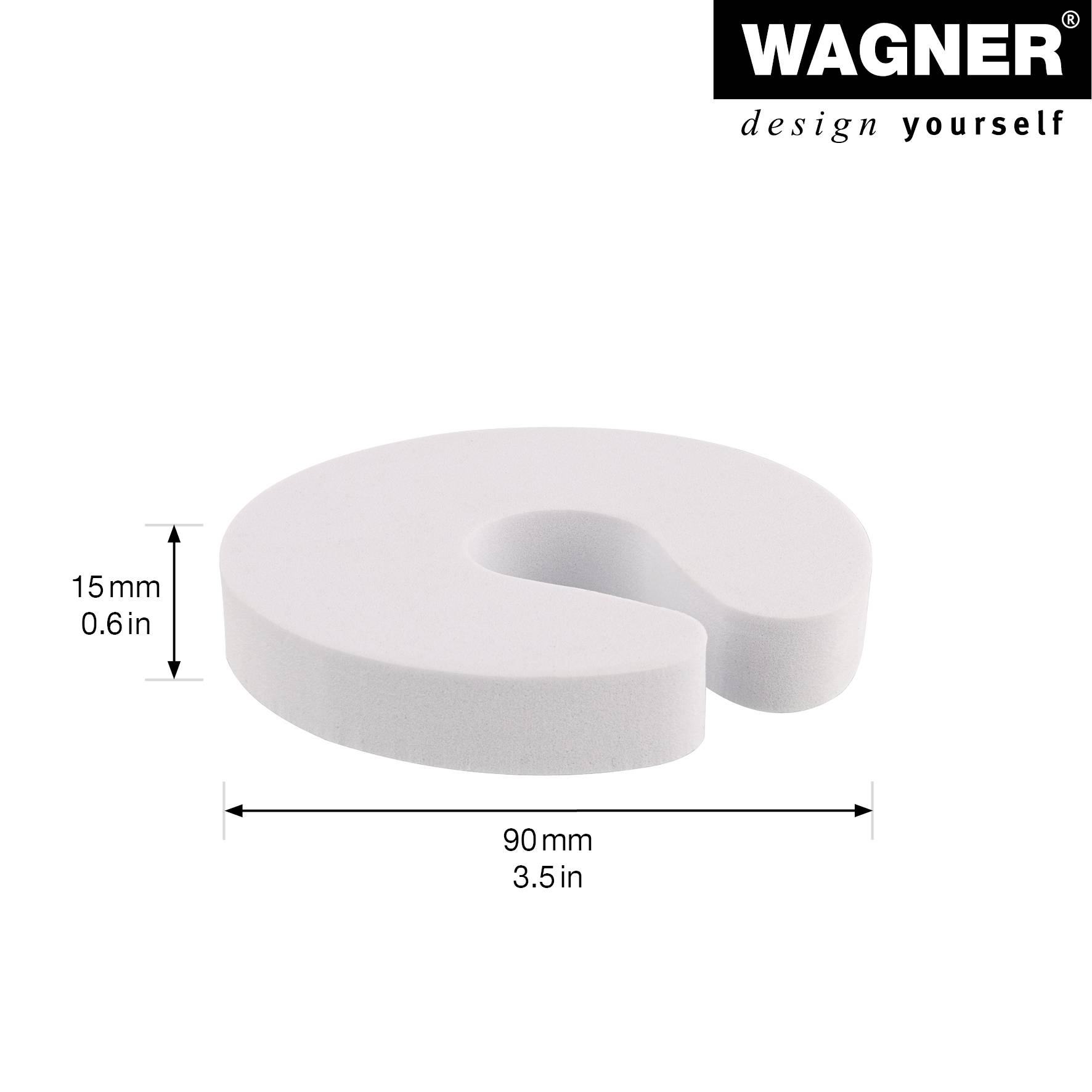 WAGNER Türklemme/Fensterklemme SOFT - Ø 90 x 15 mm, EVA Schaumstoff, weiß, Schutz vorm Zufallen & Zuknallen - 15690401-1