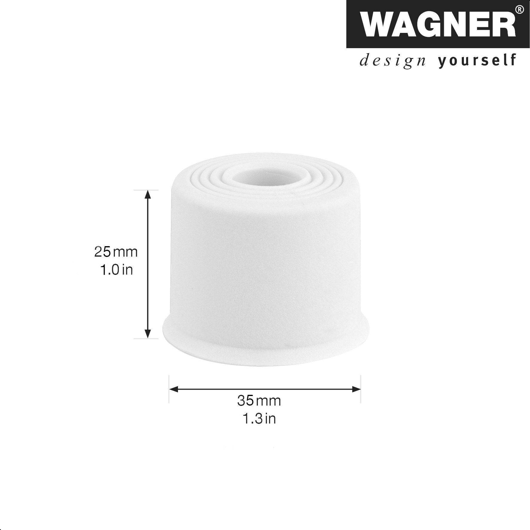 WAGNER Boden-/Wandtürstopper VULKANO SMALL - Ø 35 x 25 mm, Vollgummi, weiß, zum Schrauben - 15523121-1