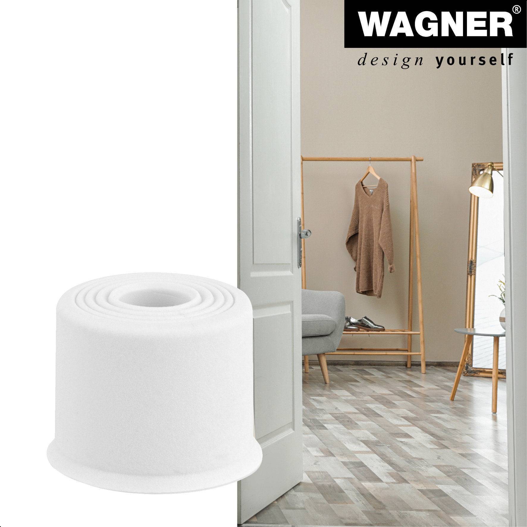 WAGNER Boden-/Wandtürstopper VULKANO SMALL - Ø 35 x 25 mm, Vollgummi, weiß, zum Schrauben - 15523121-2