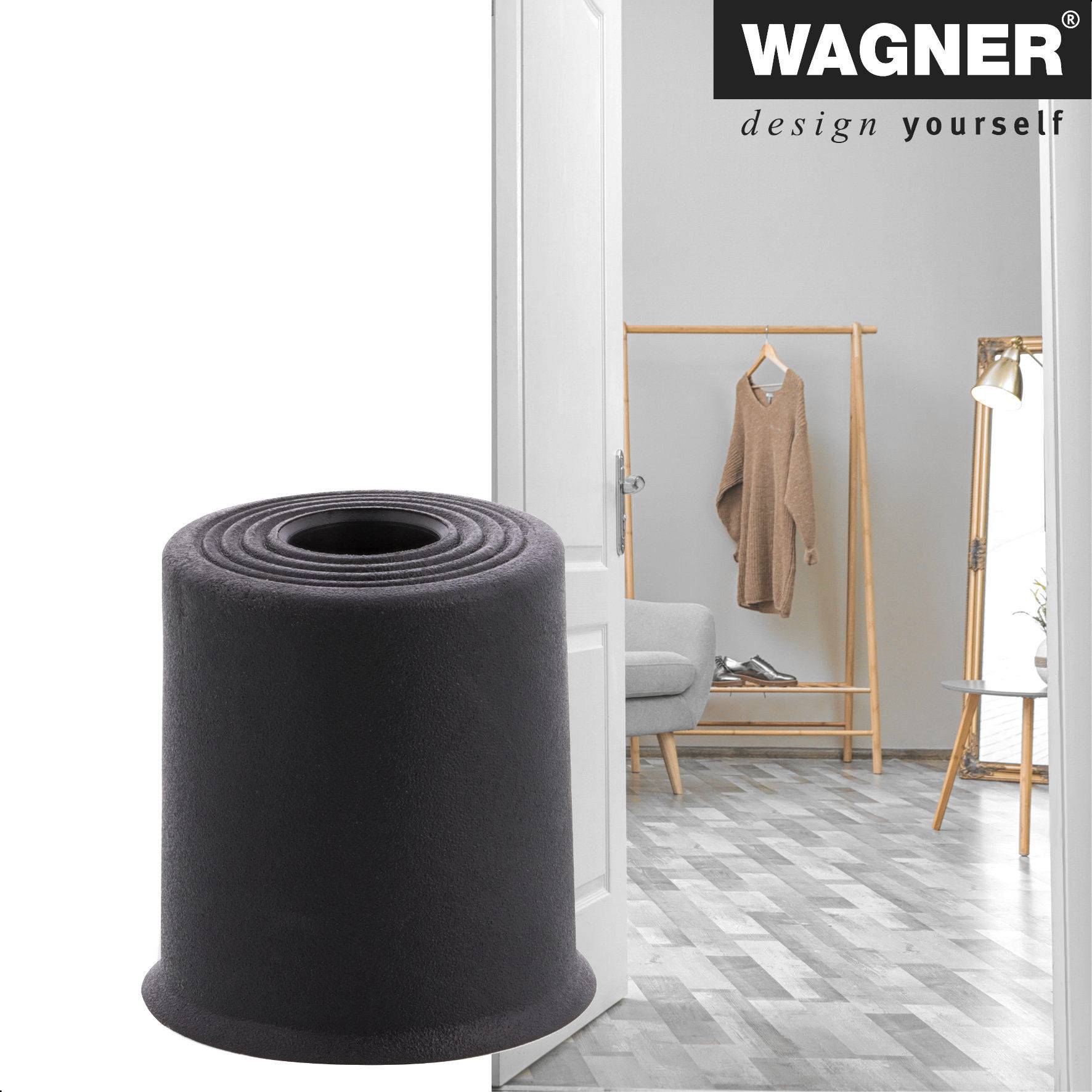 WAGNER Boden-/Wandtürstopper VULKANO MEDIUM - Ø 35 x 35 mm, Vollgummi, schwarz, zum Schrauben - 15524321-2