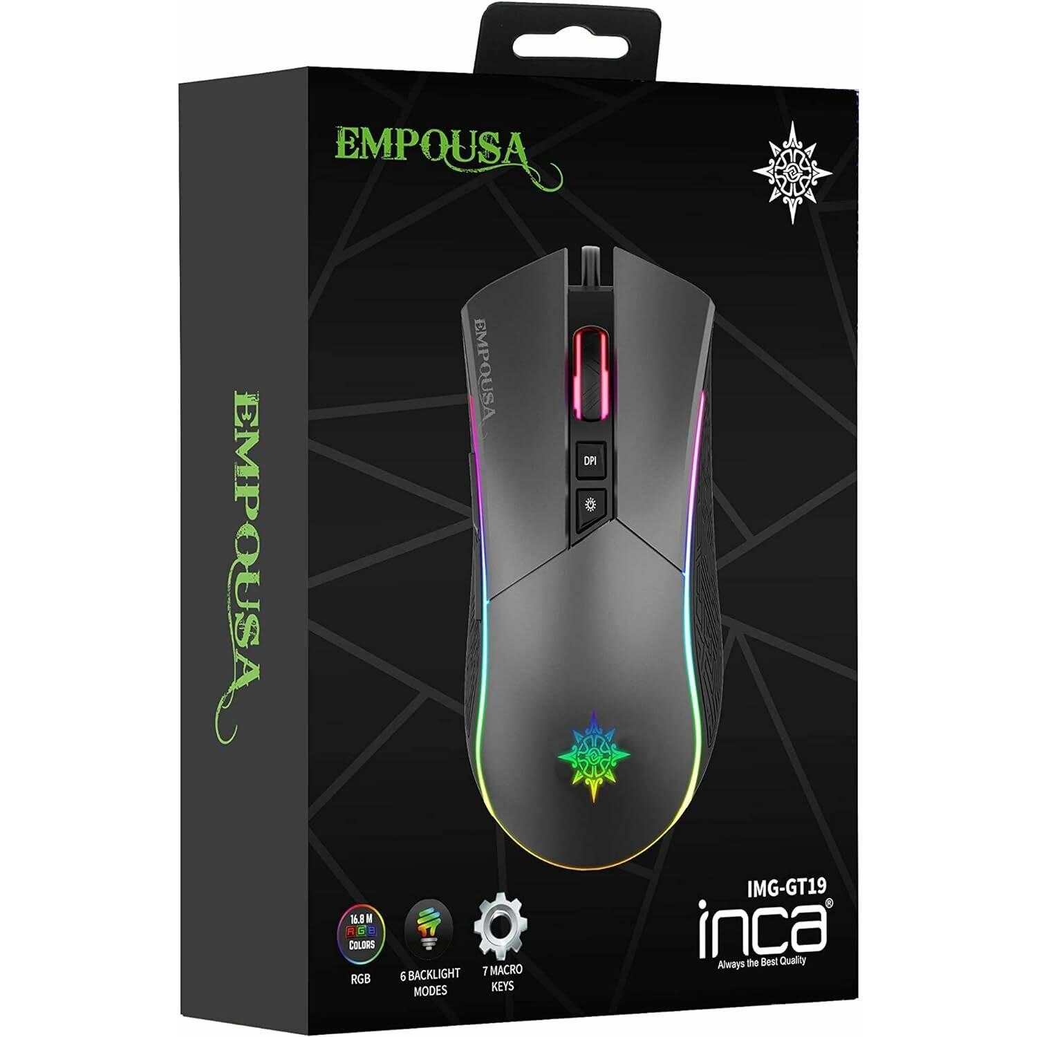 INCA IMG-GT19 RGB 7D Makro-Tasten Profiosonelle Gaming-Maus schwarz-4