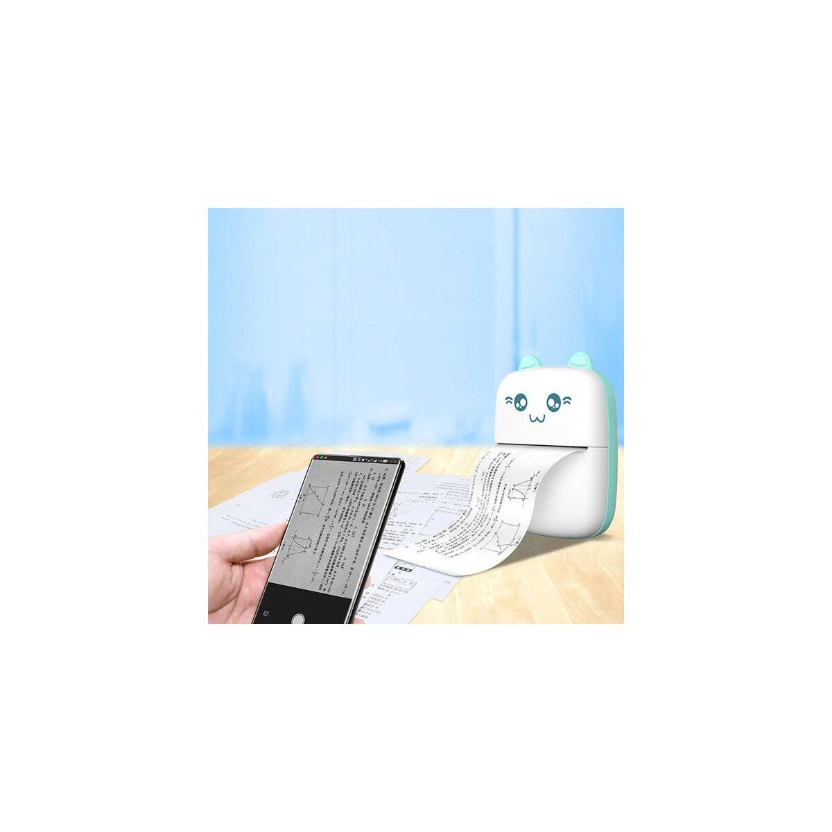 Mini-Katzen-Thermodrucker (7 Rollen im Lieferumfang enthalten) Print-App DruckerBlau-1