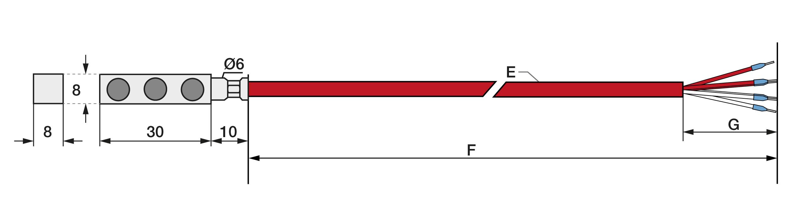 Pt100 Kl. B 4L Anlegefühler Haftmagnet 5m Silikon-1