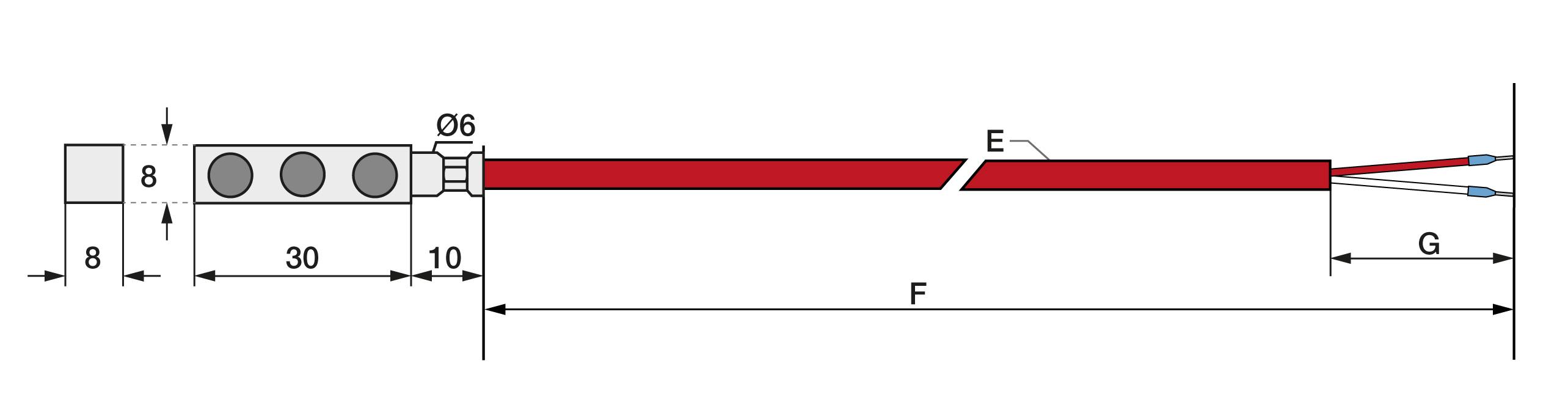 Pt100 Kl. B 3L Anlegefühler Haftmagnet 5m Silikon-1