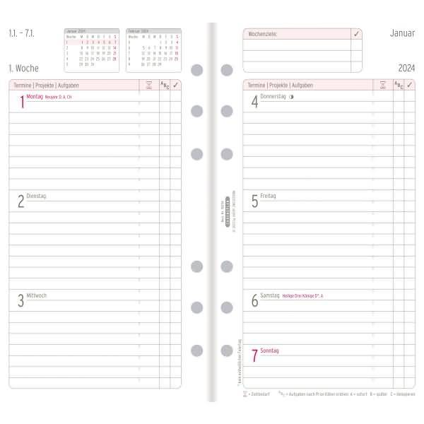 CHRONOPLAN Wochenplan 2024, 1 Woche/2 Seiten, Midi, Zahlen (72150312)-1