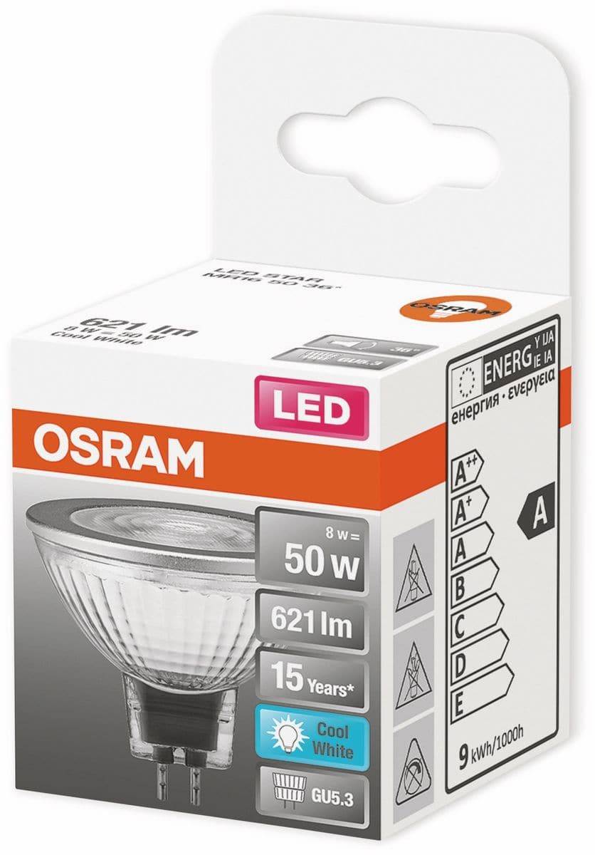 OSRAM HOMELIGHTING 4058075433786 LED EEK F (A - G) GU5.3 Reflektor 6.5 W = 50 W Kaltweiß (Ø x L) 50 mm x 44 mm 1 St.-1