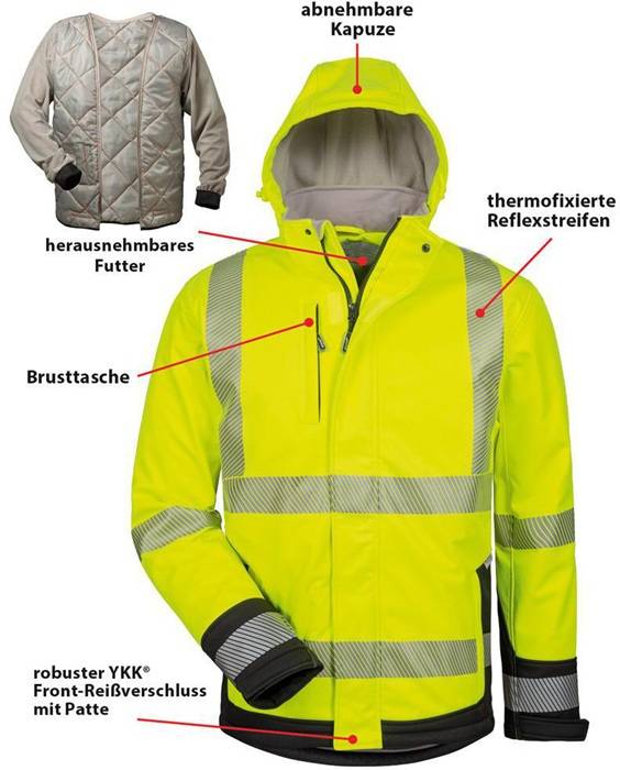 Warnschutz-Softshelljacke Melvin Gr.XL gelb/schwarz ELYSEE-1