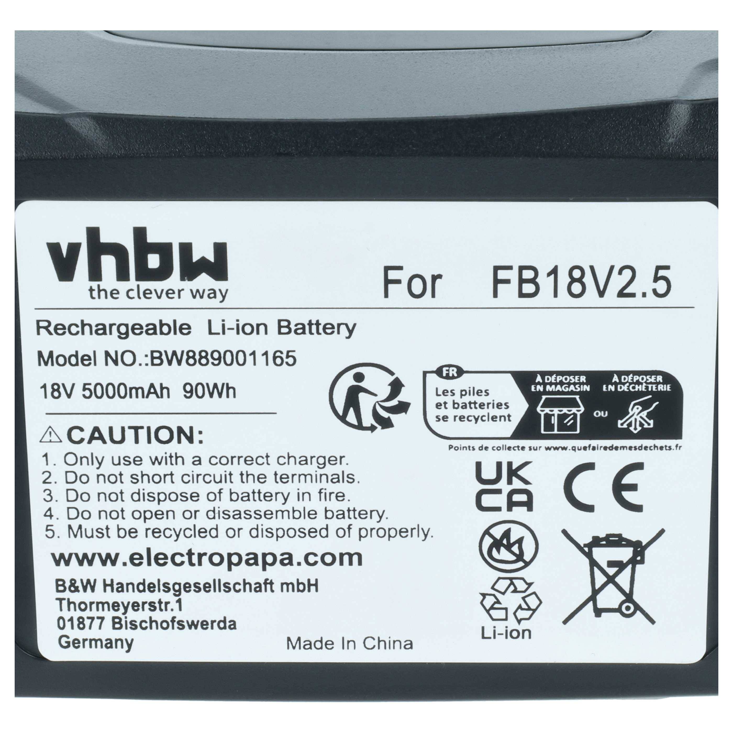 vhbw Akku kompatibel mit Flymo EasiStore 340R Li 36V | 380R Li 36V Akku-Gartengeräte (5000mAh 18V Li-Ion)-3