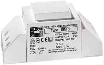 Block Sicherheitstransformator SIM 100-0